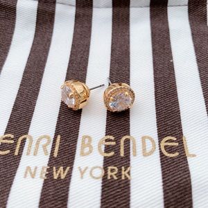 Henri Bendel Gold Luxe Pave Halo Stud Earrings